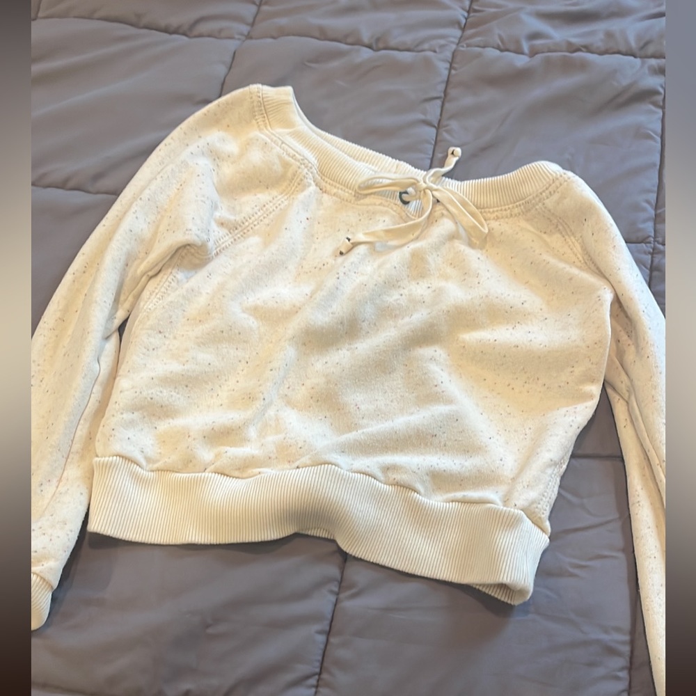 Cream cropped off the shoulder sweater